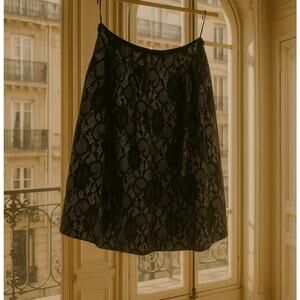 Karl Lagerfeld Cocktail Skirt Black Lace A-Line Full Midi Swing Size 8